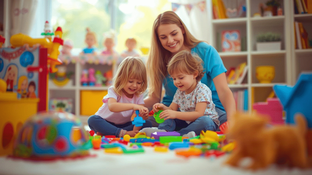 Home kids are playing with toys
