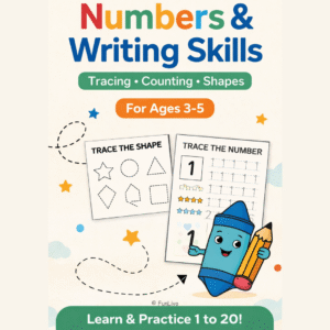 Number Tracing Workbook for Preschoolers (Ages 3–5) | 1–20 Counting & Shapes