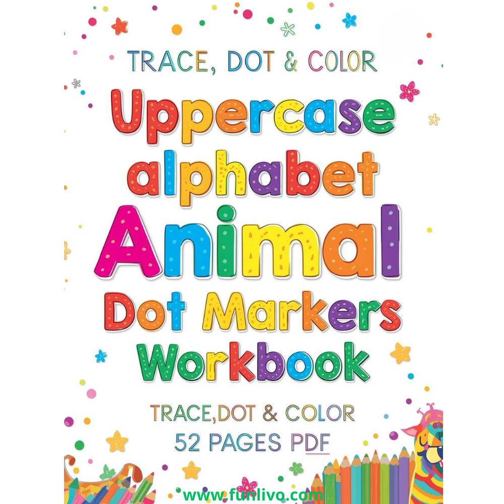Uppercase Alphabet Animal Dot Markers Workbook cover image