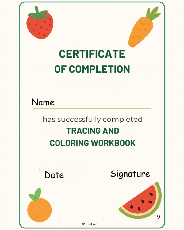 Fruits and Vegetables Tracing Worksheets PDF for Kids Ages 3-7