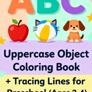 Uppercase Alphabet Object Coloring Book for Preschool (Ages 2–4) | ABC Object Recognition + Letter Tracing | Printable Early Learning Worksheets