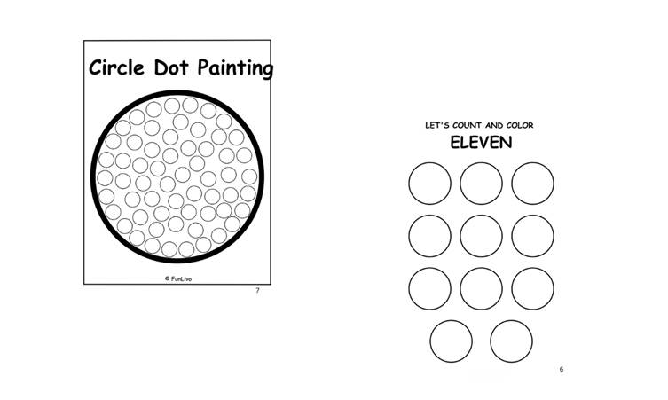 Circle dot painting worksheet for preschoolers to develop counting skills, hand control, and dot marker coordination