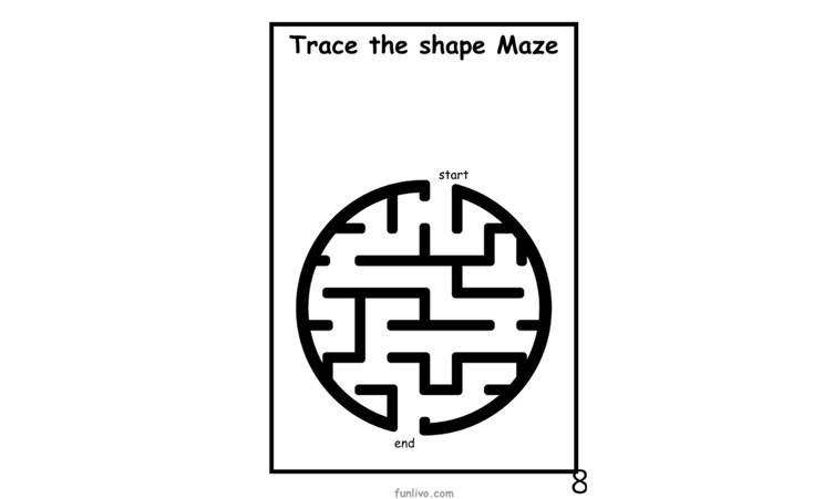 A sample  worksheet of shape circle maze practice 