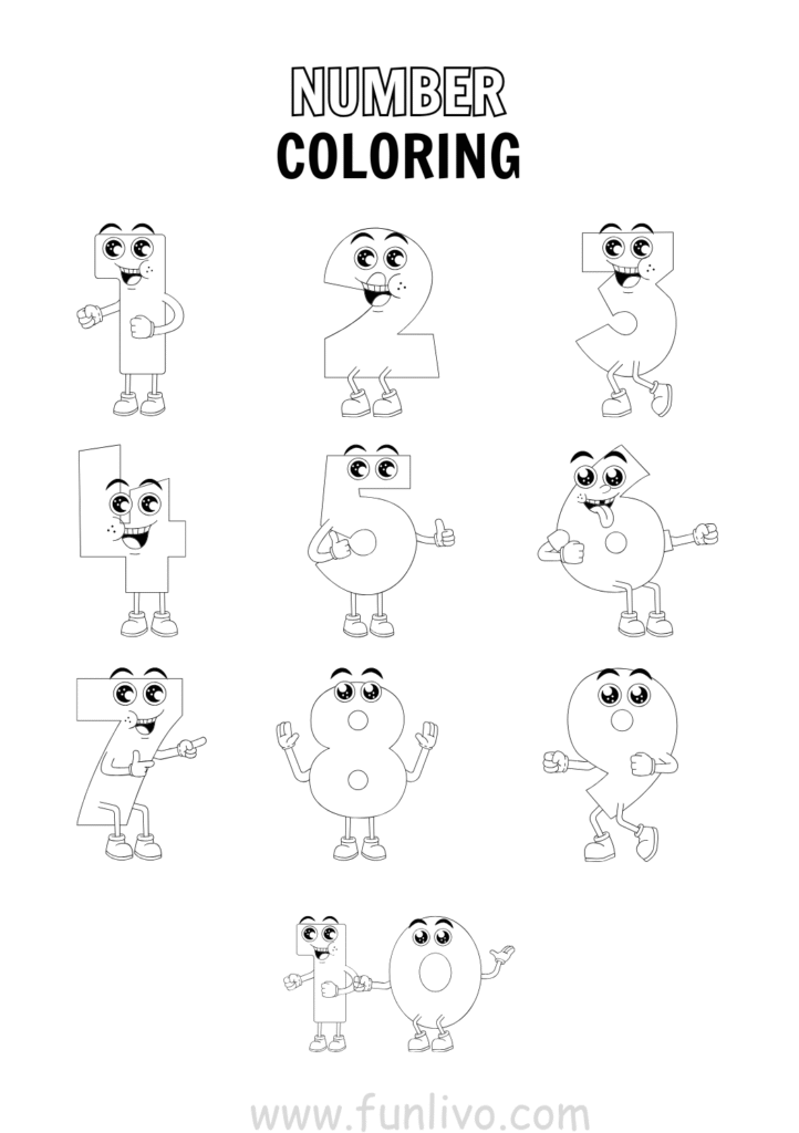 Free Numbers 0–10 Coloring Worksheets for Preschool Kids