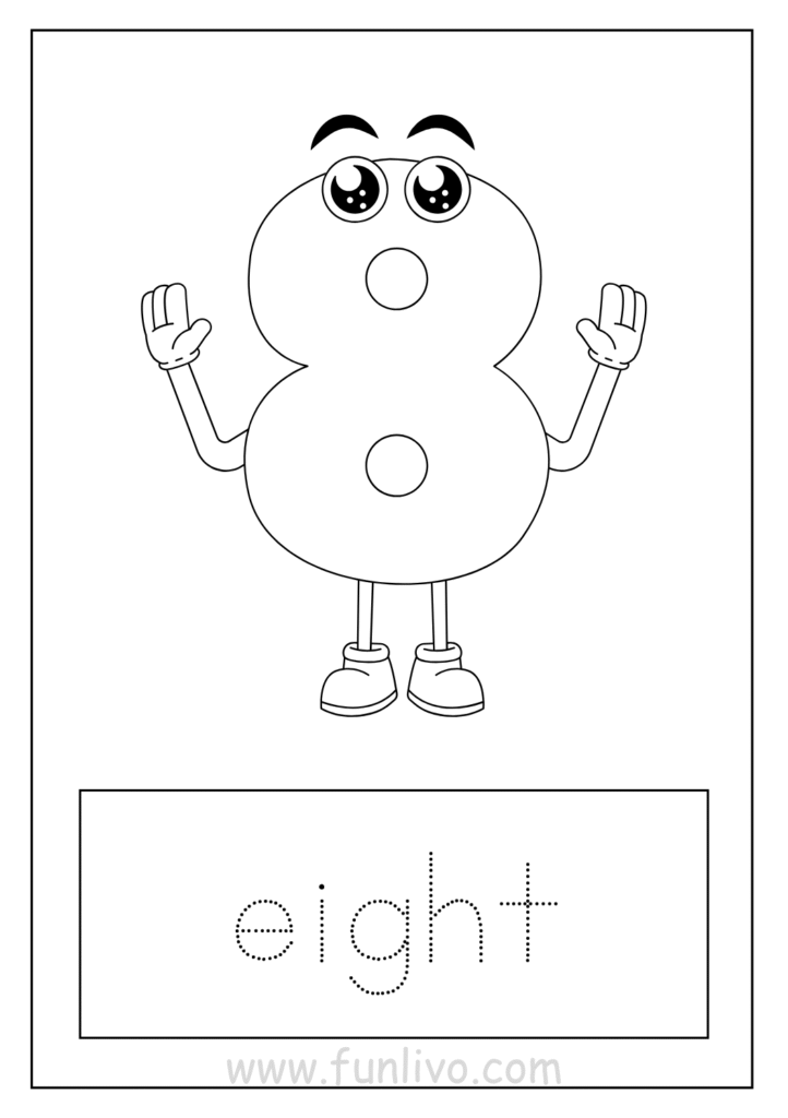 Number 8 coloring worksheet for kids
