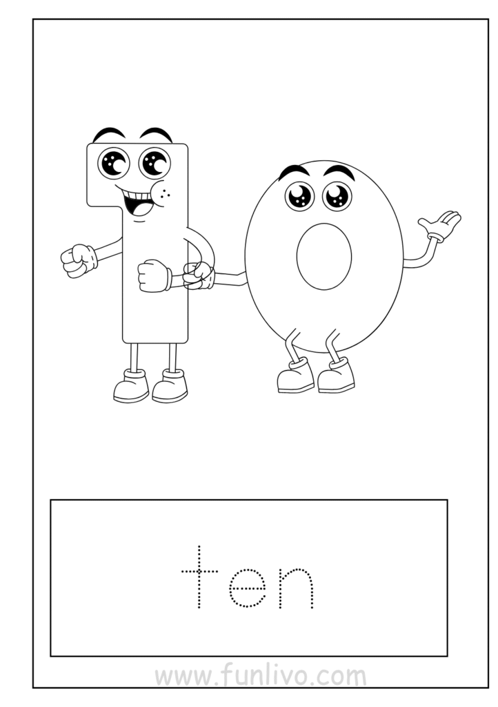 Number 10 coloring worksheet for kids