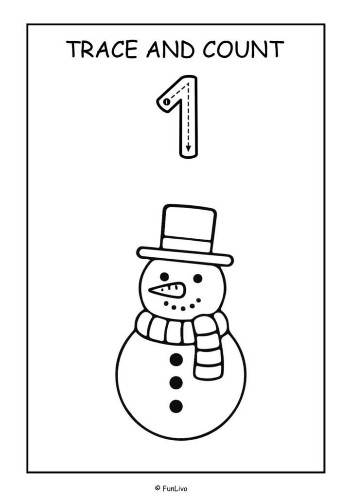 Number tracing worksheets 1–20 for preschool kids