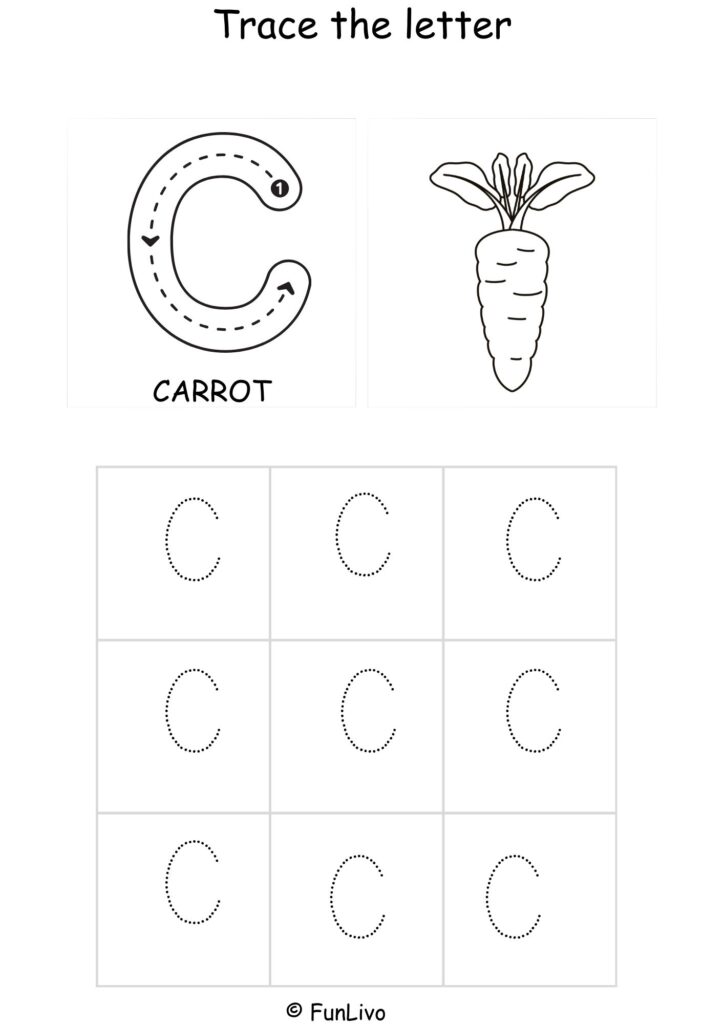 Capital Letter C Tracing and Coloring Worksheet – Printable PDF