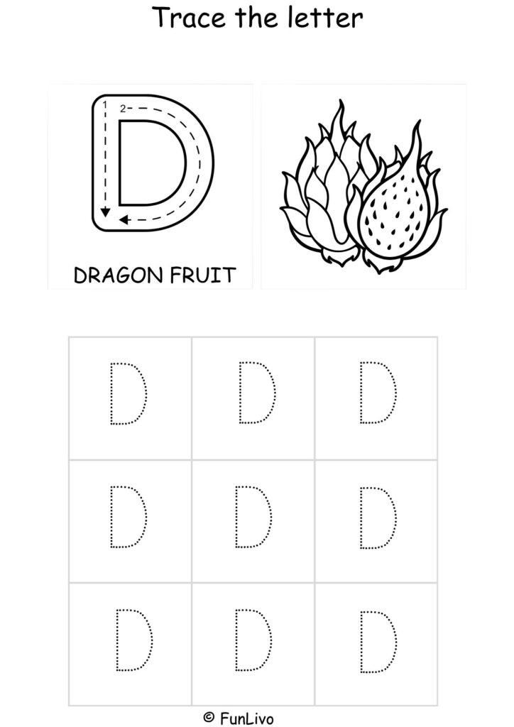 Capital Letter D Tracing and Coloring Worksheet – Printable PDF