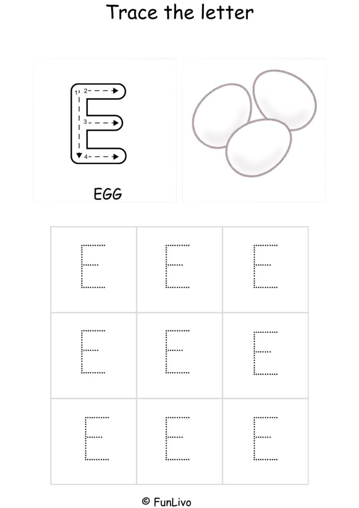 Capital Letter E Tracing and Coloring Worksheet – Printable PDF