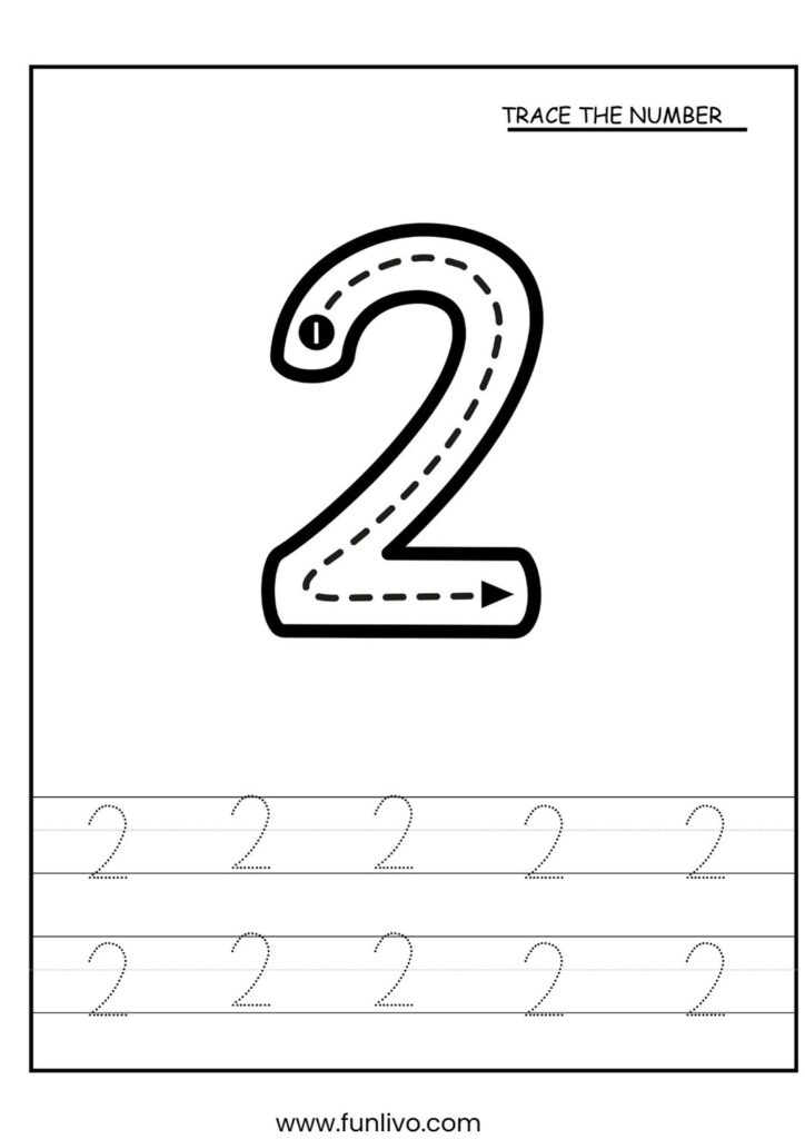 Number tracing worksheets 1–20 for preschool kids