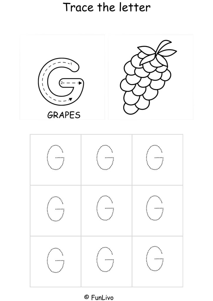 Capital Letter G Tracing and Coloring Worksheet – Printable PDF