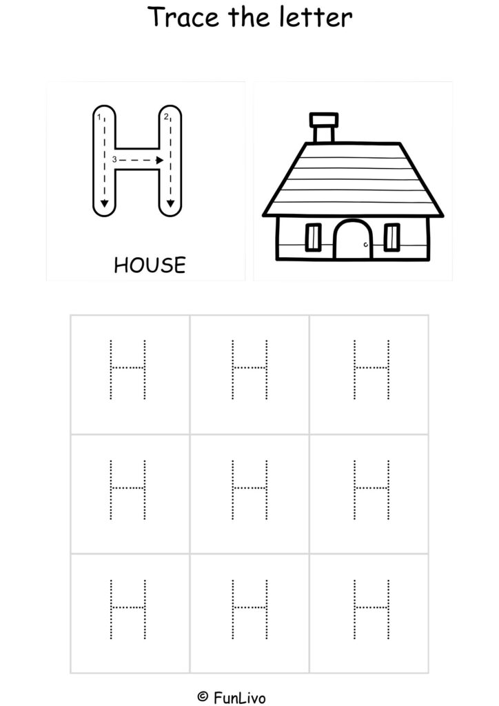 Capital Letter H Tracing and Coloring Worksheet – Printable PDF