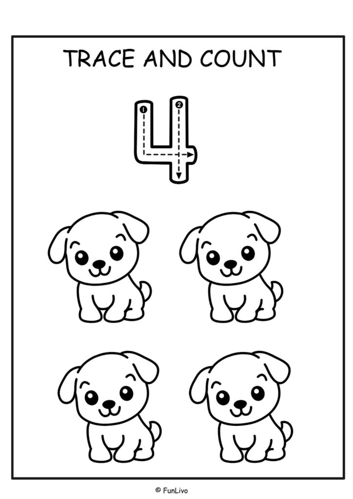 Number tracing worksheets 1–20 for preschool kids