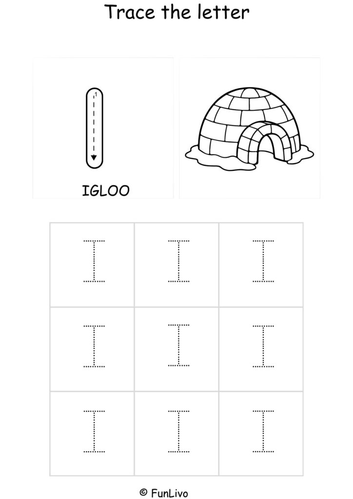 Capital Letter I Tracing and Coloring Worksheet – Printable PDF