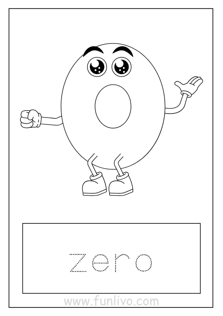 Number 0 coloring worksheet for preschool