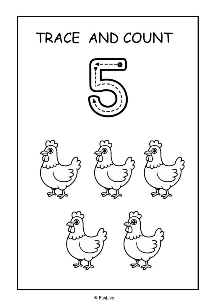 Number tracing worksheets 1–20 for preschool kids