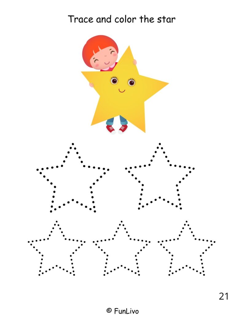 Free trace, color and count shape worksheet pdf for kids