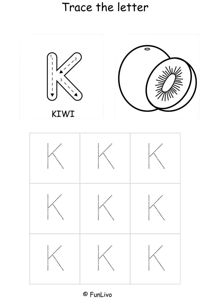 Capital Letter K Tracing and Coloring Worksheet – Printable PDF
