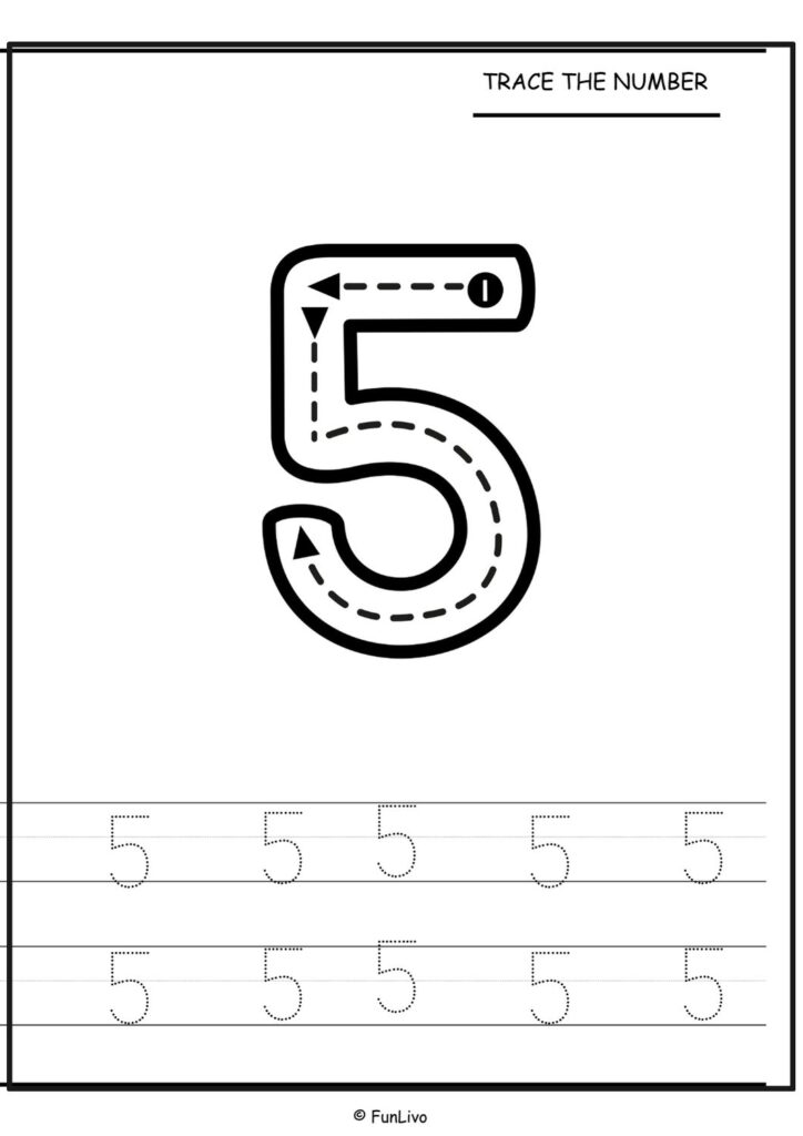 Number tracing worksheets 1–20 for preschool kids