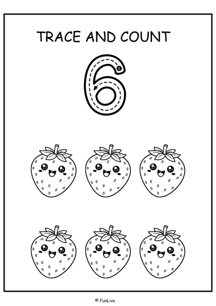 Number tracing worksheets 1–20 for preschool kids