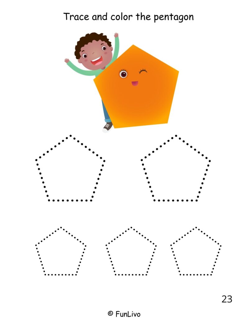 Free trace, color and count shape worksheet pdf for kids