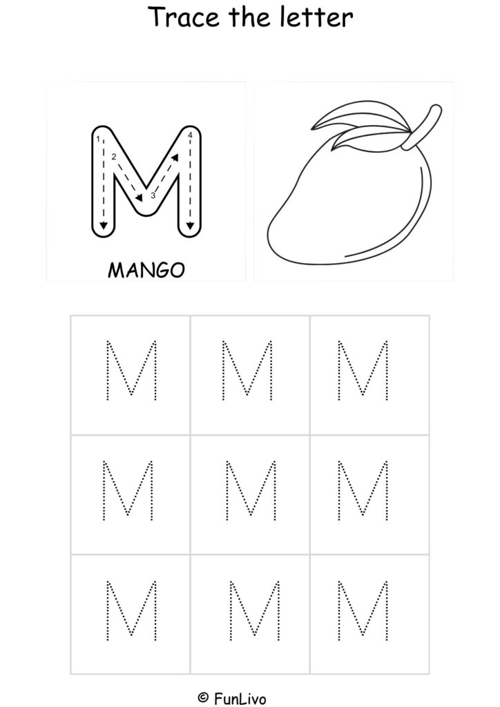 Capital Letter M Tracing and Coloring Worksheet – Printable PDF