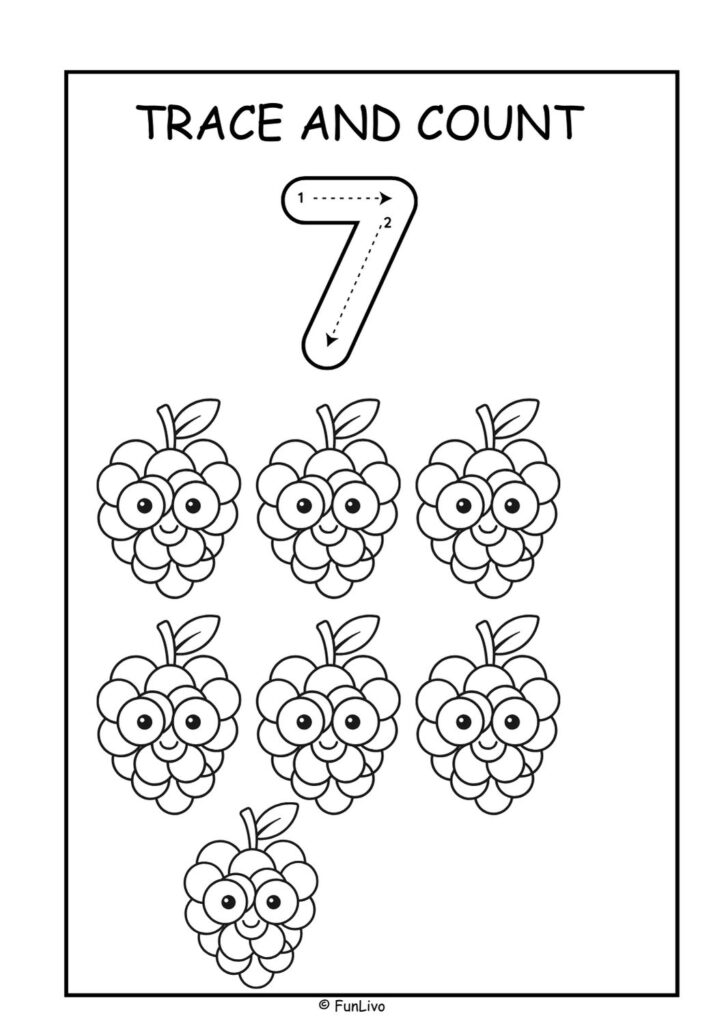 Number tracing worksheets 1–20 for preschool kids