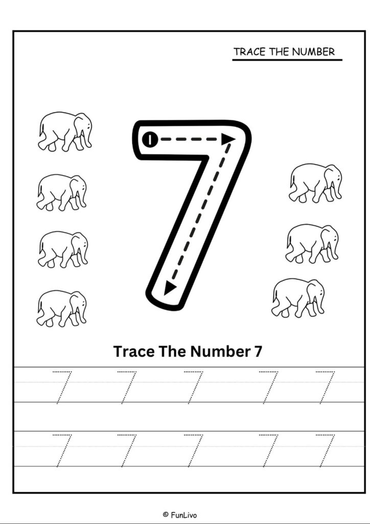 Number tracing worksheets 1–20 for preschool kids