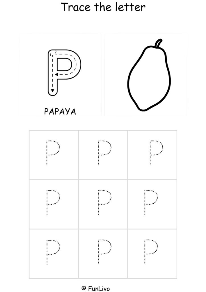Capital Letter P Tracing and Coloring Worksheet – Printable PDF