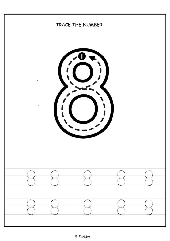 Number tracing worksheets 1–20 for preschool kids
