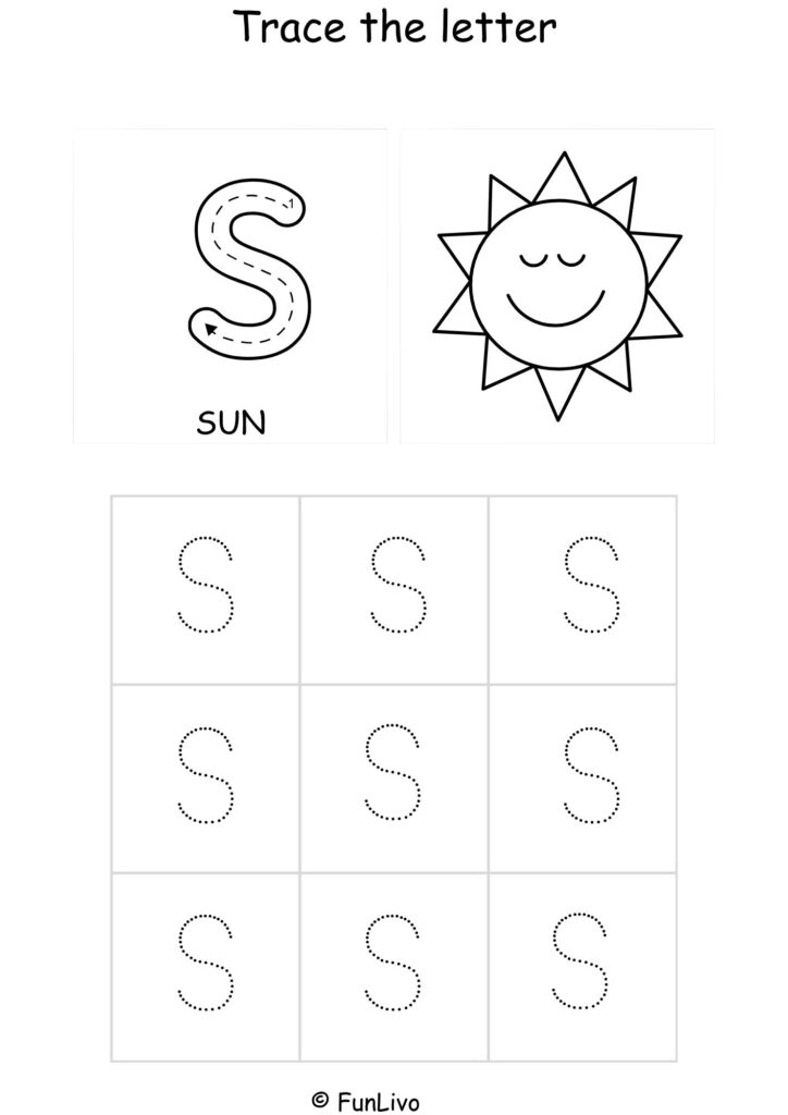 Capital Letter S Tracing and Coloring Worksheet – Printable PDF