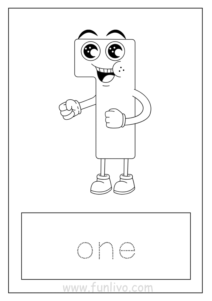 Free Number 1 Coloring Worksheets for Preschool Kids