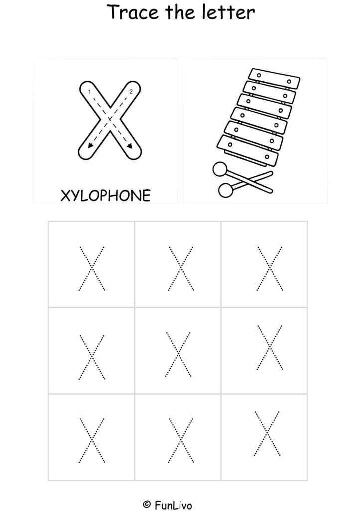 Capital Letter X Tracing and Coloring Worksheet – Printable PDF