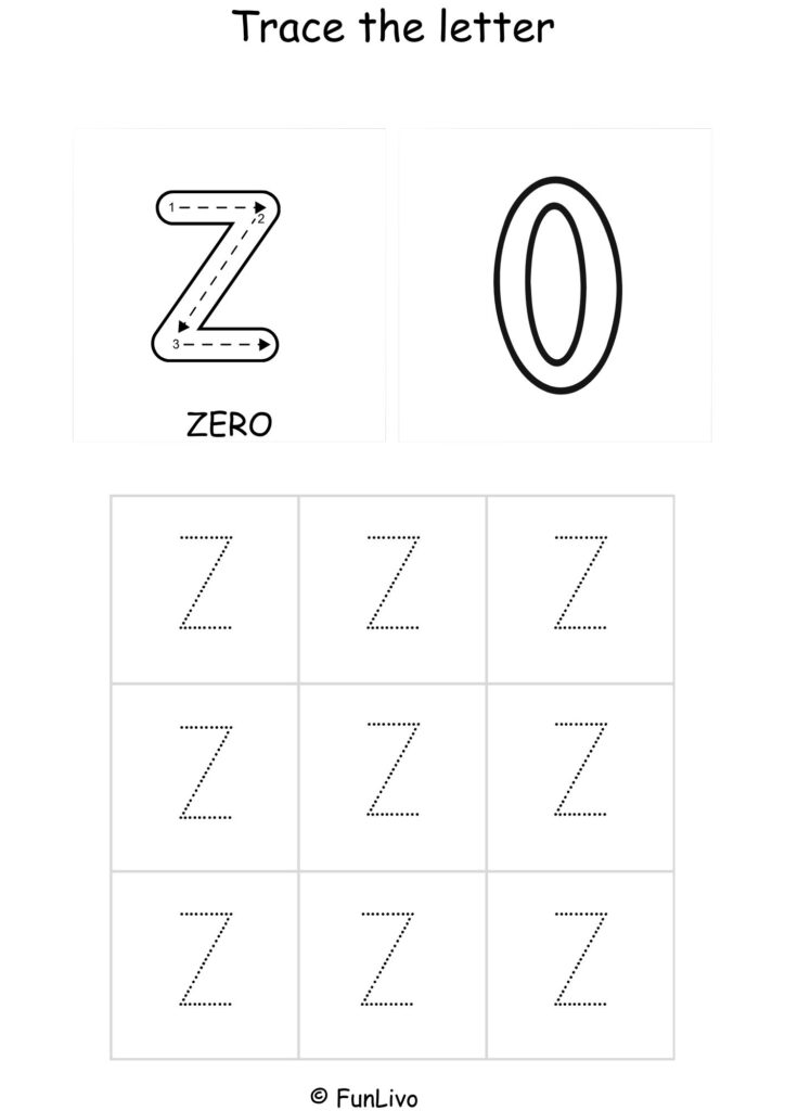 Capital Letter Z Tracing and Coloring Worksheet – Printable PDF