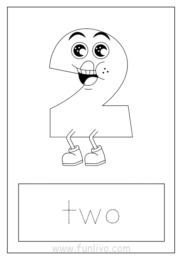 Free Number 2 Coloring Worksheets for Preschool Kids