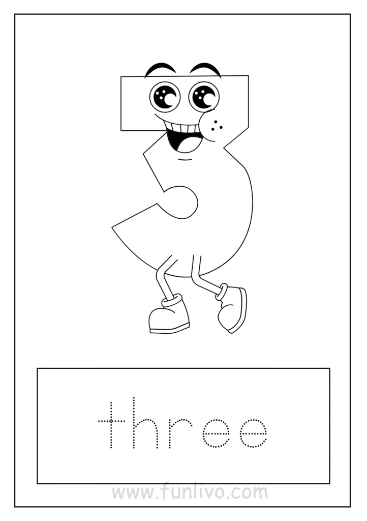 Number 3 coloring worksheet for preschool