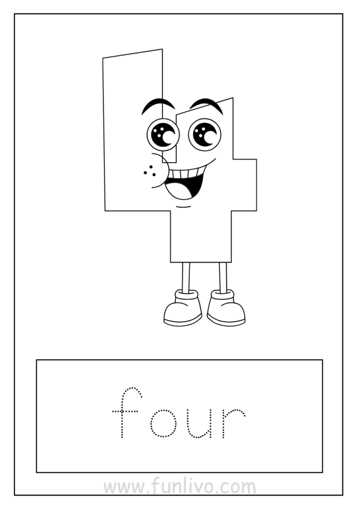 Number 4 coloring worksheet for kids