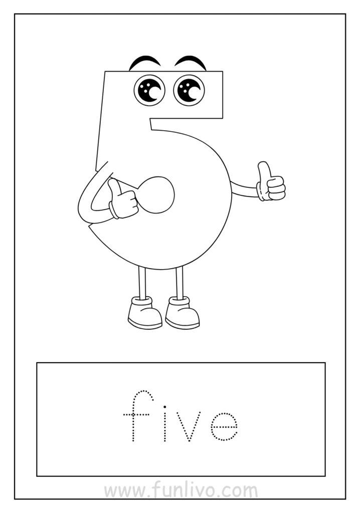 Number 5 coloring worksheet for kids