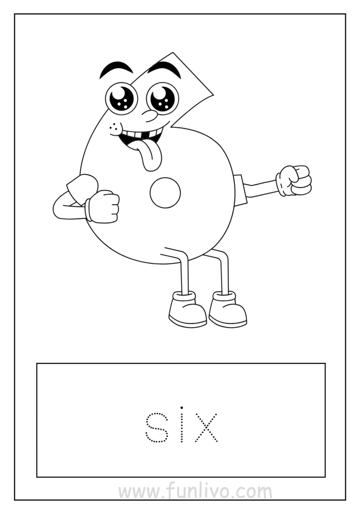 Number 6 coloring worksheet for kids