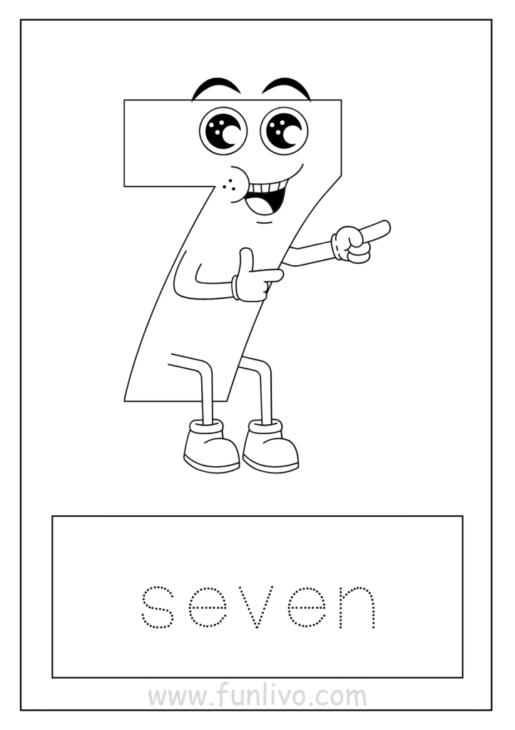 Number 7 coloring worksheet for kids
