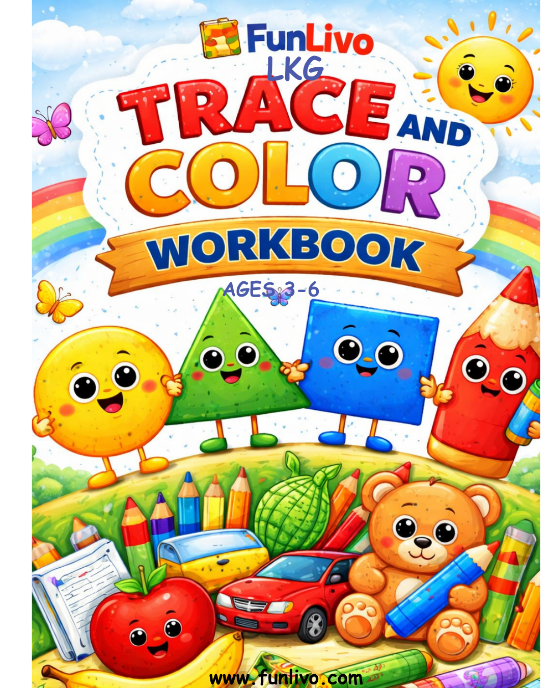 Cover page of LKG Coloring and Tracing Worksheets Workbook