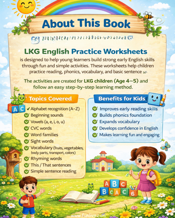 LKG English Practice Worksheets Printable PDF - funlivo.com