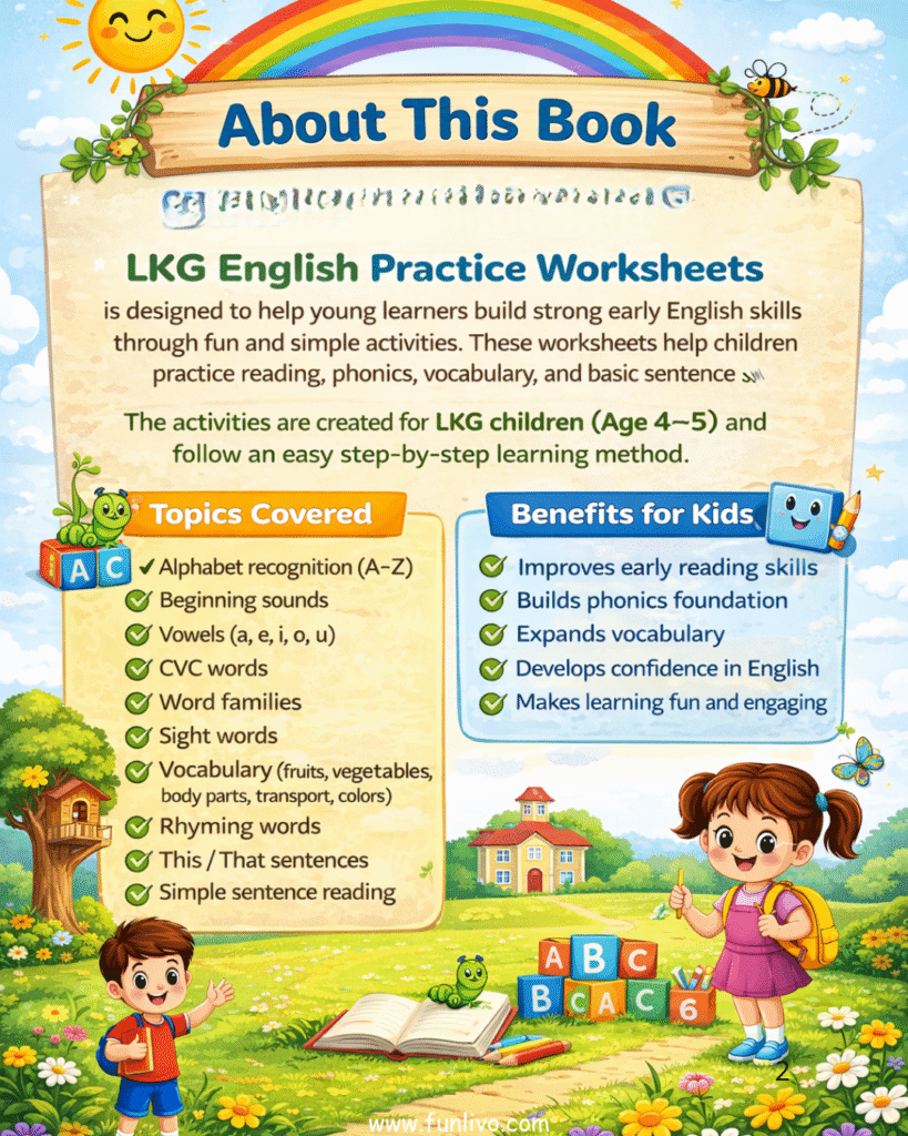 LKG English Practice Worksheets Printable PDF - funlivo.com