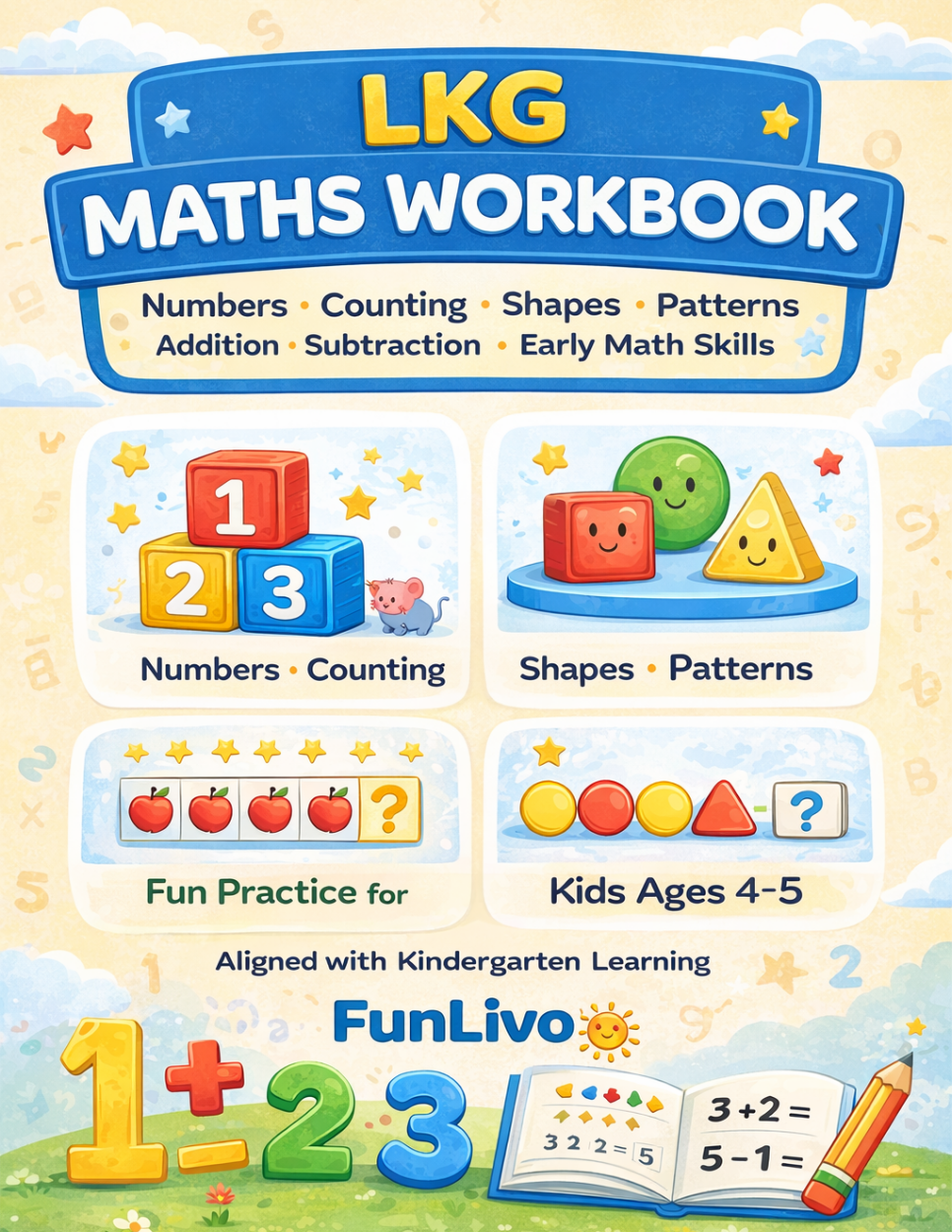 LKG Math Practice Worksheets PDF (Age 4–5)