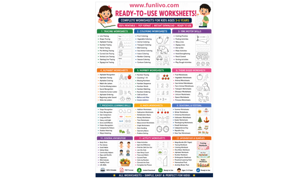 Printable Preschool Worksheets for Kids Ages 3–6