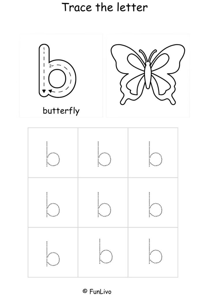 Lowercase Letter B Tracing Worksheet