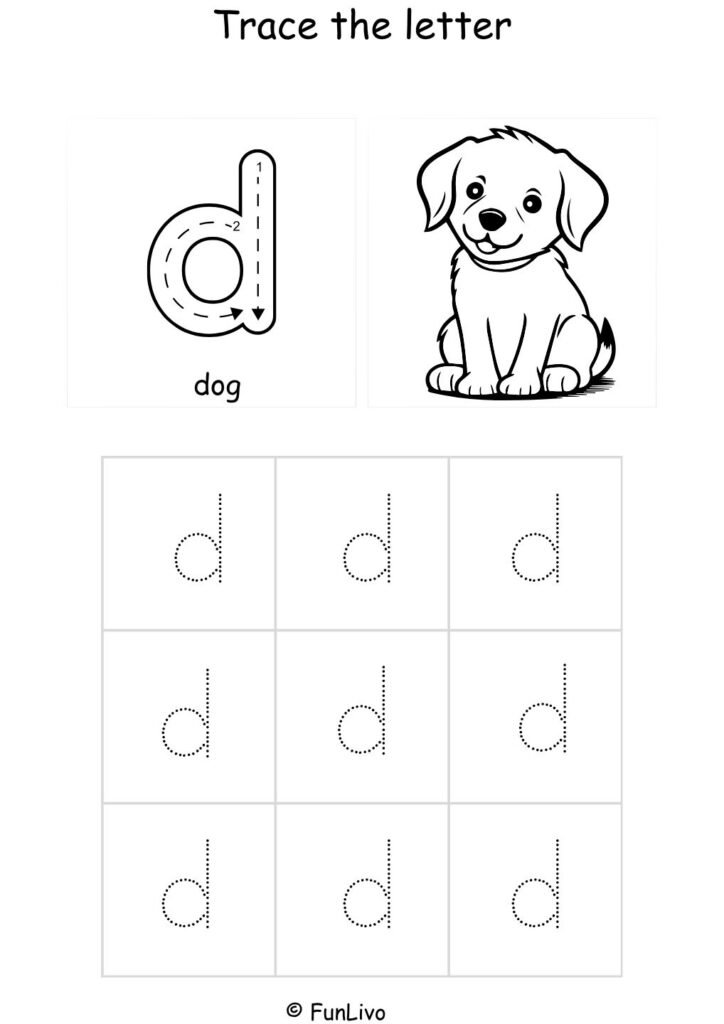 Lowercase Letter D Tracing Worksheet