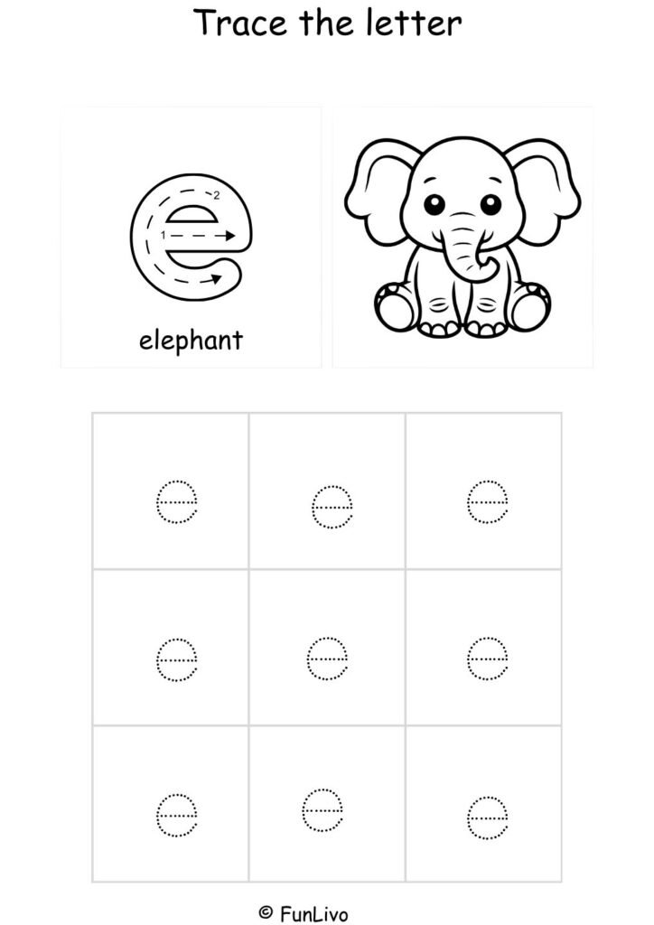 Lowercase Letter E Tracing Worksheet