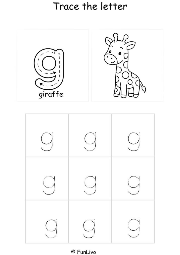 Lowercase Letter G Tracing Worksheet